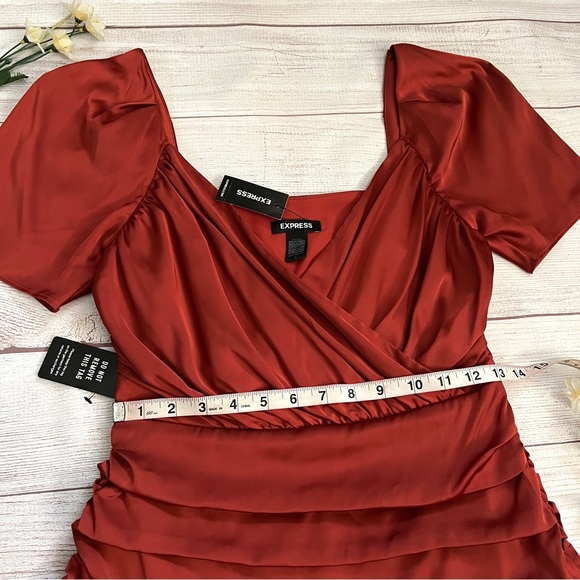 EXPRESS Satin Ruched Mini Dress - Picture 11 of 16